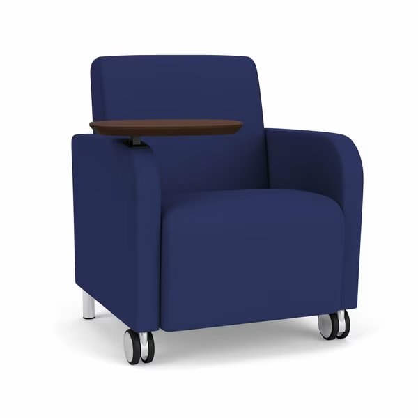 Siena Lounge Reception Guest Chair w/ Swivel Tablet and Brushed Steel Back Legs, OH Cobalt Uph, Lesro, Mfr#: SN1101